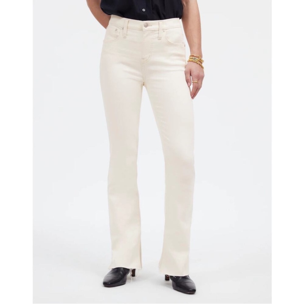 Madewell Women's Kick Out Full Length Ivory Flare Jeans